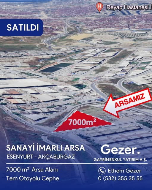 Akçaburgaz'da Sanayi İmarlı Arsa · Satıldı ilan görseli